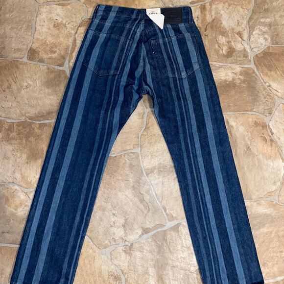NWT Levi's Made & Crafted Blue Striped Denim Slim Crop Jeans, Size 24 - Picture 8 of 8